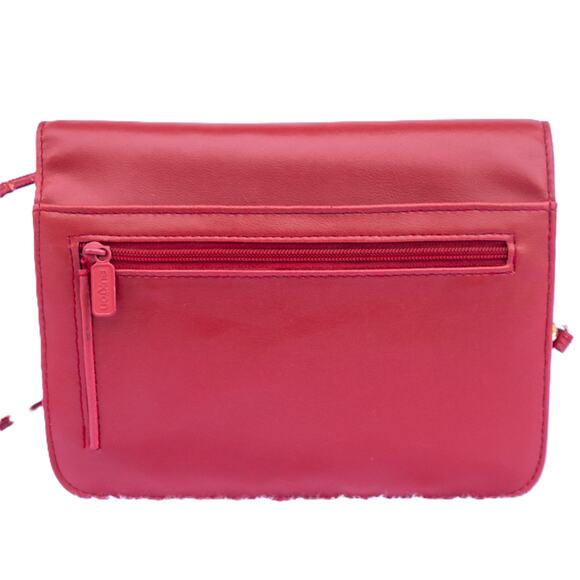 BUXTON Red Leather Crossbody Small Purse Large Organizer Wallet - Picture 2 of 11